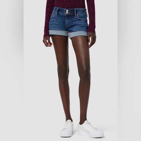 Hudson Crowley Mid Thigh Shorts Rolled Hem Back Flap Pockets with Button - Picture 1 of 13